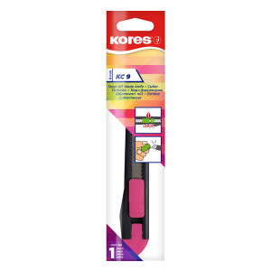 KORES KC9 9 mm Plastic Utility Cutter with Manual Lock, Neon Colours