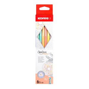 KORES GRAFITOS Style Pastel 6 gab. trīsstūrveida formas HB zīmuļi ar krāsainu dzēšgumiju