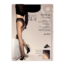SiSi Style 20den 5-XL NERO zeķubikses ar mežģīnēm, ērtas