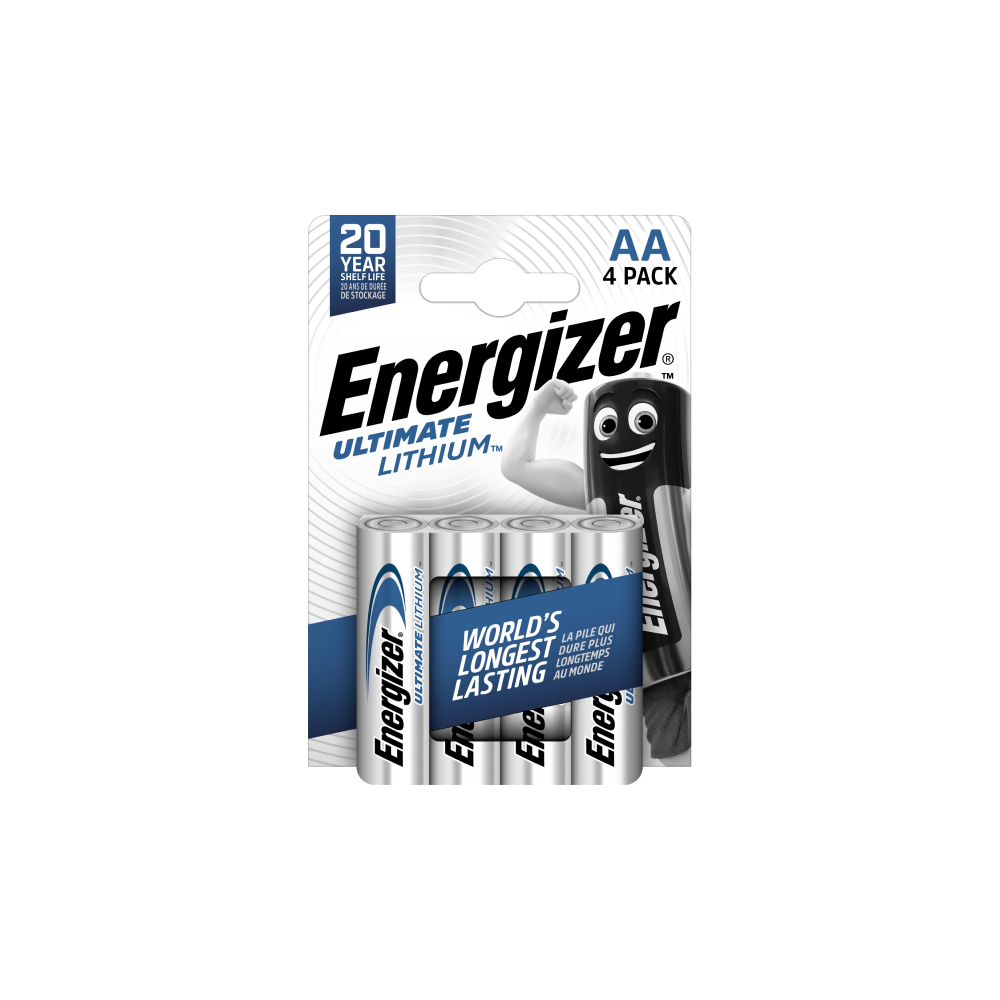 ENERGIZER Ultimate Lithium AA B4 baterijas ilgstošai jaudai