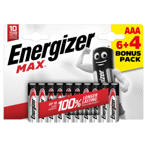 ENERGIZER MAX AAA B6+4 ilgstoša jauda ikdienas ierīcēm