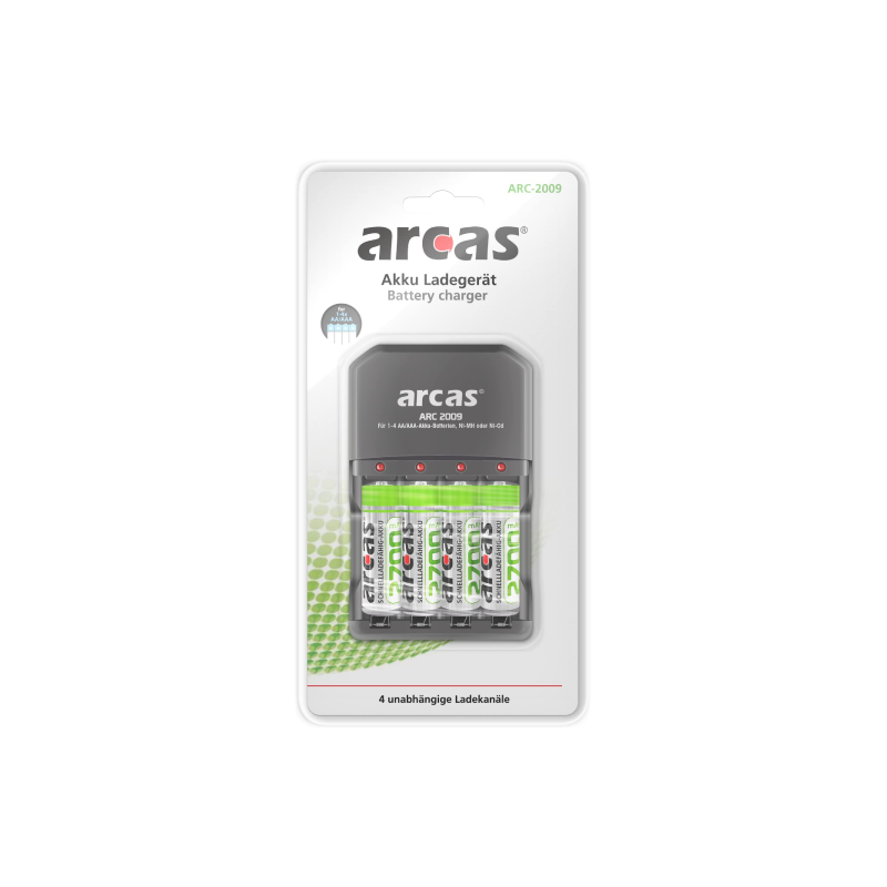 Arcas lādētājs ARC-2009 + 4 AA 2700 Ni-MH komplekts