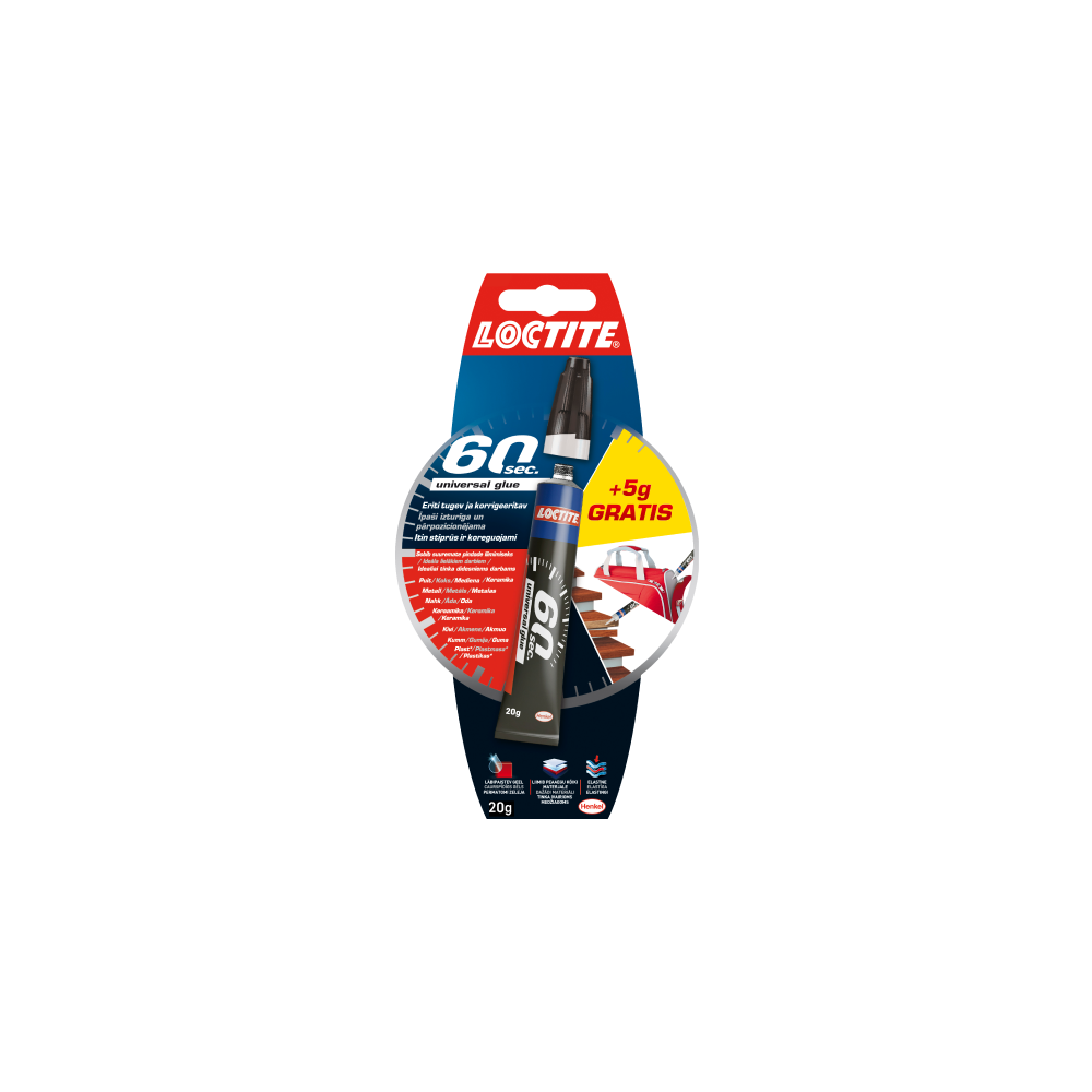 LOCTITE Super Bond 60 SEC momentlīme, caurspīdīga, 15 + 5g